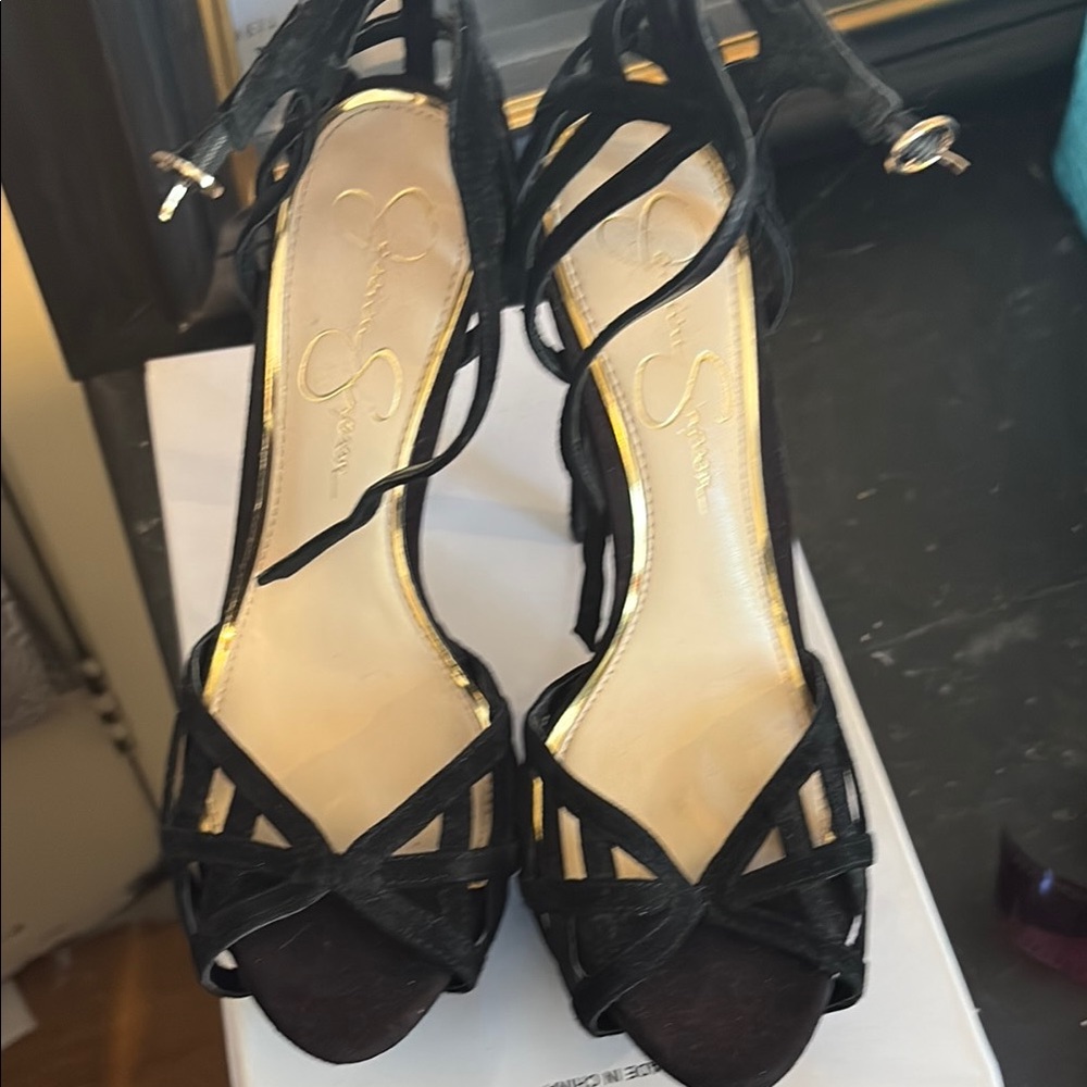Jessica Simpson Black Strappy Heels